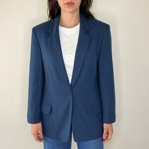 Vintage 80s Pendleton Wool Blazer Women’s 18 Blue 100% Virgin Wool Jacket